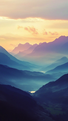 山间日落紫金色调