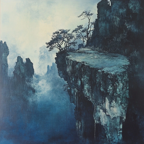 悬崖上的孤树展现自然奇景