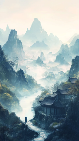 山水间独行旅人