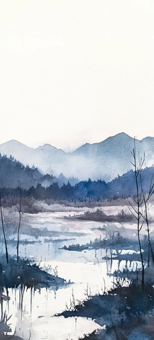 水彩纸本禅意静谧