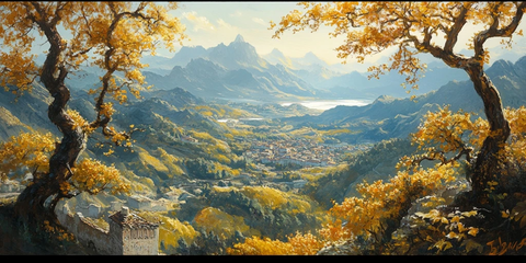 山间秋景俯瞰图