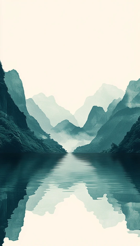 山脉远景灰绿天际线