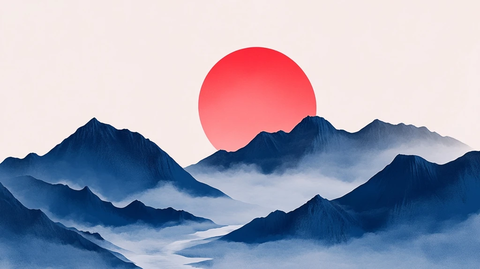 静谧山水晨光云树