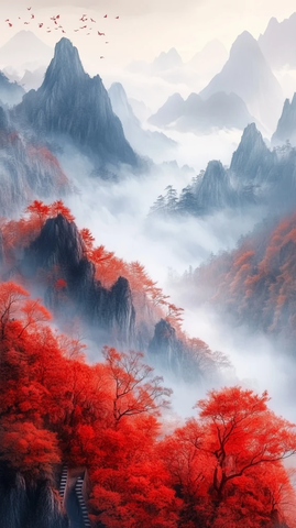 秋山枫叶满山红