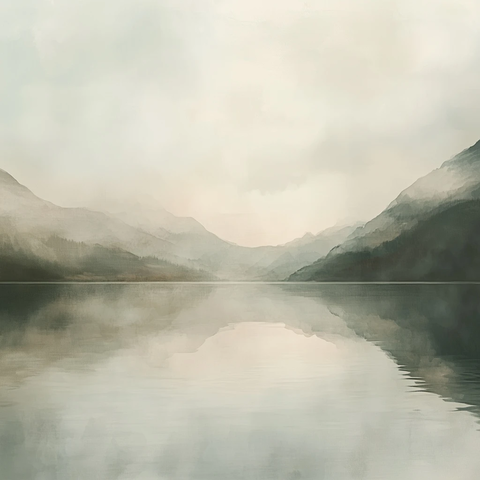 雾气水影风景画