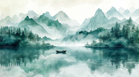 山水小舟墨染年轮