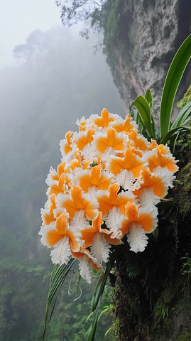 悬崖独生兰花心形花簇