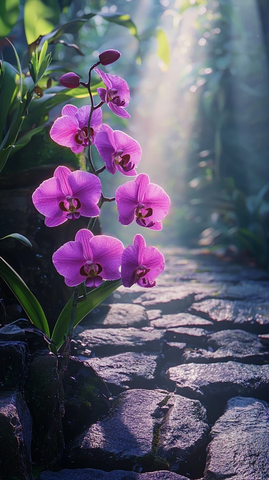 古石路紫兰花阳光