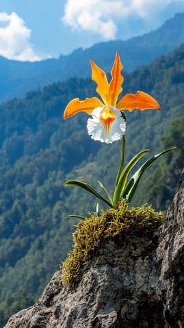 山岩石缝中的兰花