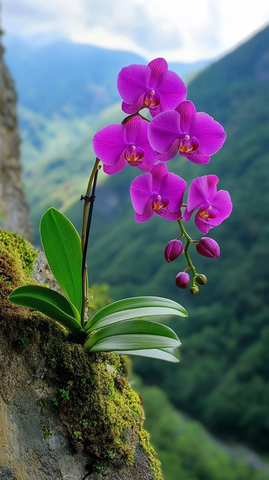 紫花蝴蝶兰悬崖壁生长