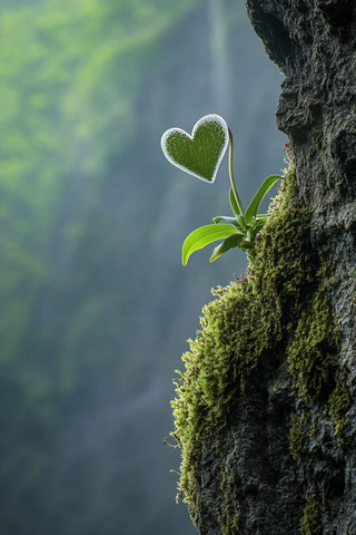 心形蝴蝶兰生长悬崖缝隙