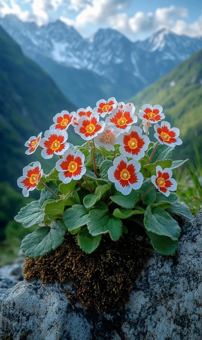 悬崖裂缝中的报春花