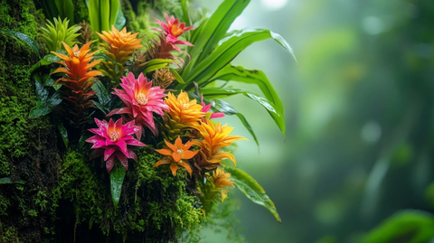 苔藓树上的凤梨兰花