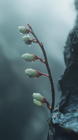 兰花蕾悬崖水珠