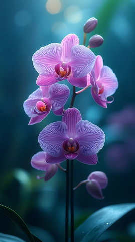 深紫兰花对称柔和光线