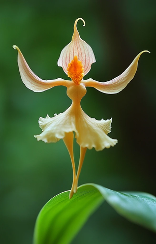 舞动兰花与绿叶背景