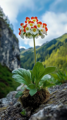 悬崖间的报春花