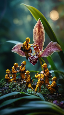 迷你工人采集兰花花蜜