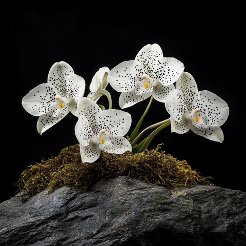 白兰花黑斑湿石苔藓