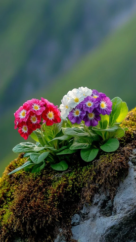 彩色球形仙人掌苔藓壁