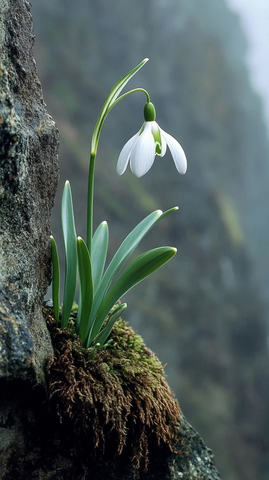 雪滴花独立峭壁
