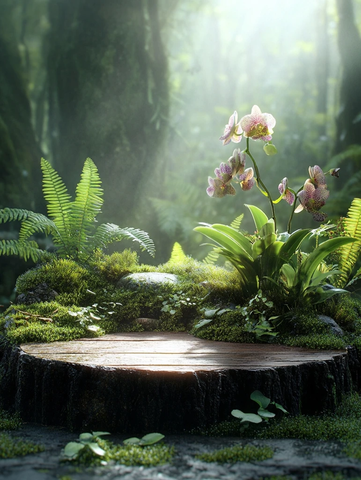 苔藓石块与蕨类植物