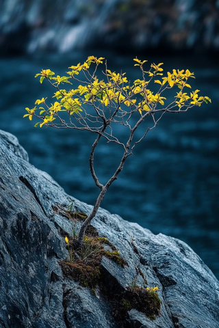 黄花小树悬崖生长