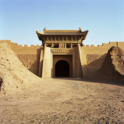 古老的中式城门建筑特写