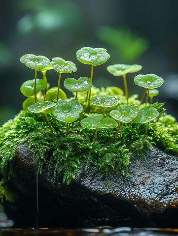 蘑菇露珠森林苔藓微缩