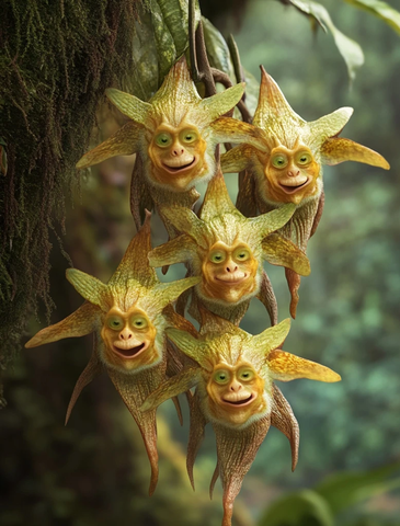 猴子脸兰花悬挂枝头