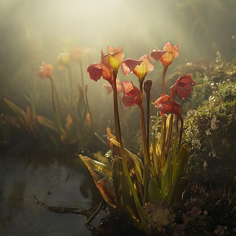 野地瓶子草柔和光影