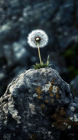 石缝中生长的蒲公英