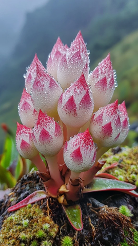 莲花状花苞雨后生长