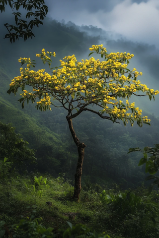 菊芋花海黄叶景象