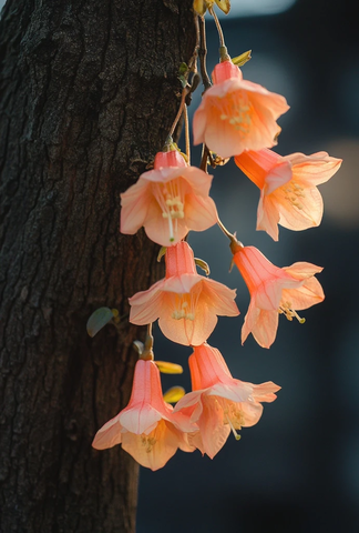 新春花枝绽放树干清晰可见