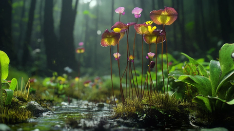 微型狸藻小花丛林背景