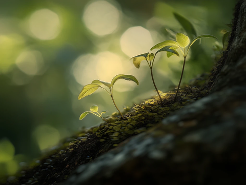 新苗发芽阳光下生长