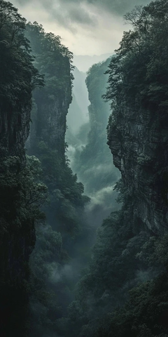 森林悬崖深邃景