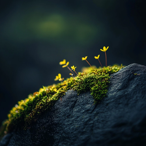 岩石青苔模糊背景