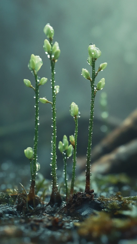 嫩绿芽苞破土而出