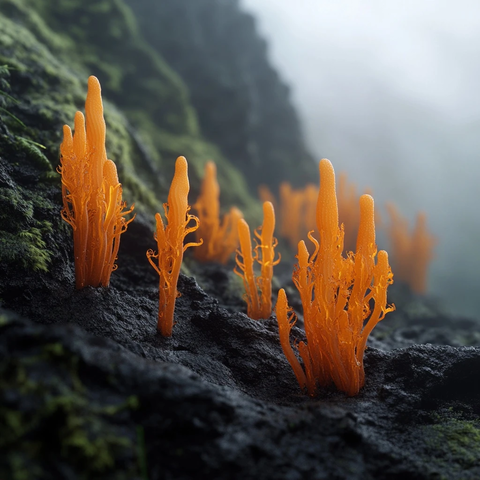 橙色虫草菌生长于土壤