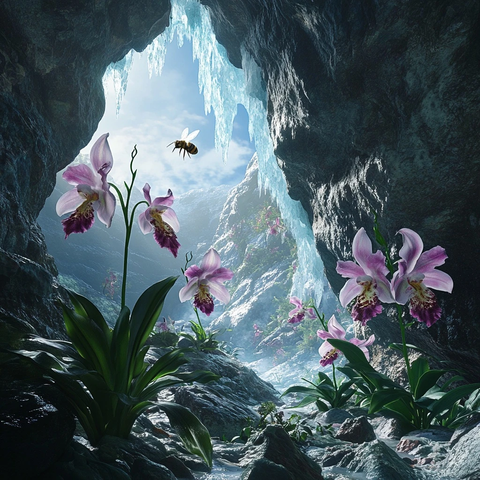 冰洞中的兰花与蜜蜂