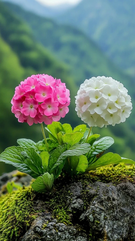 粉色白色球状报春花