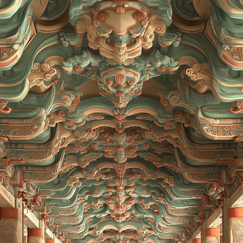 传统建筑中的精美雕梁画栋天花板