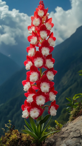 悬崖缝隙石斛花
