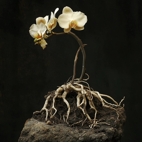 枯萎蝴蝶兰根部土壤