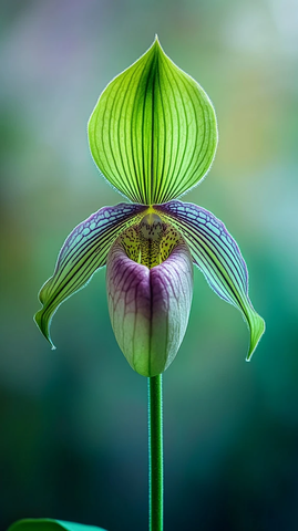 紫色拖鞋兰花朵特写