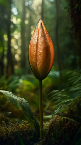 森林中的闭合百合花蕾