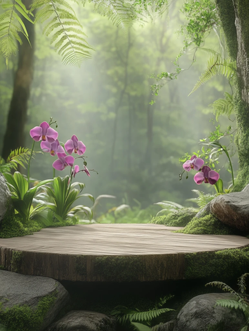 苔藓石头与蕨类植物