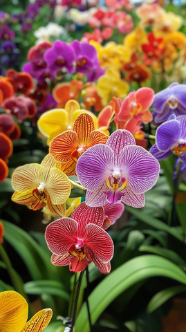 笑脸兰花园蝴蝶蜜蜂环绕